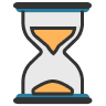 Term Life Icon - hourglass with some sand in top and bottom